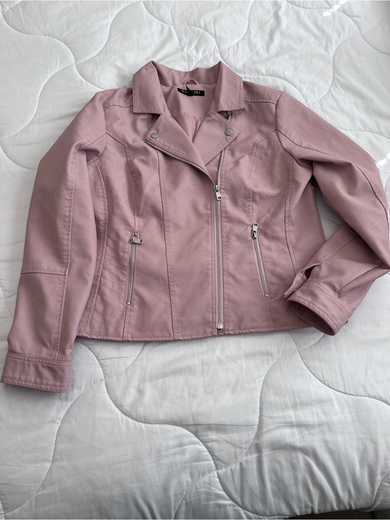 Baccini Jackets & Blazers - Baccini Dusty Pink Faux Leather Moto Jacket